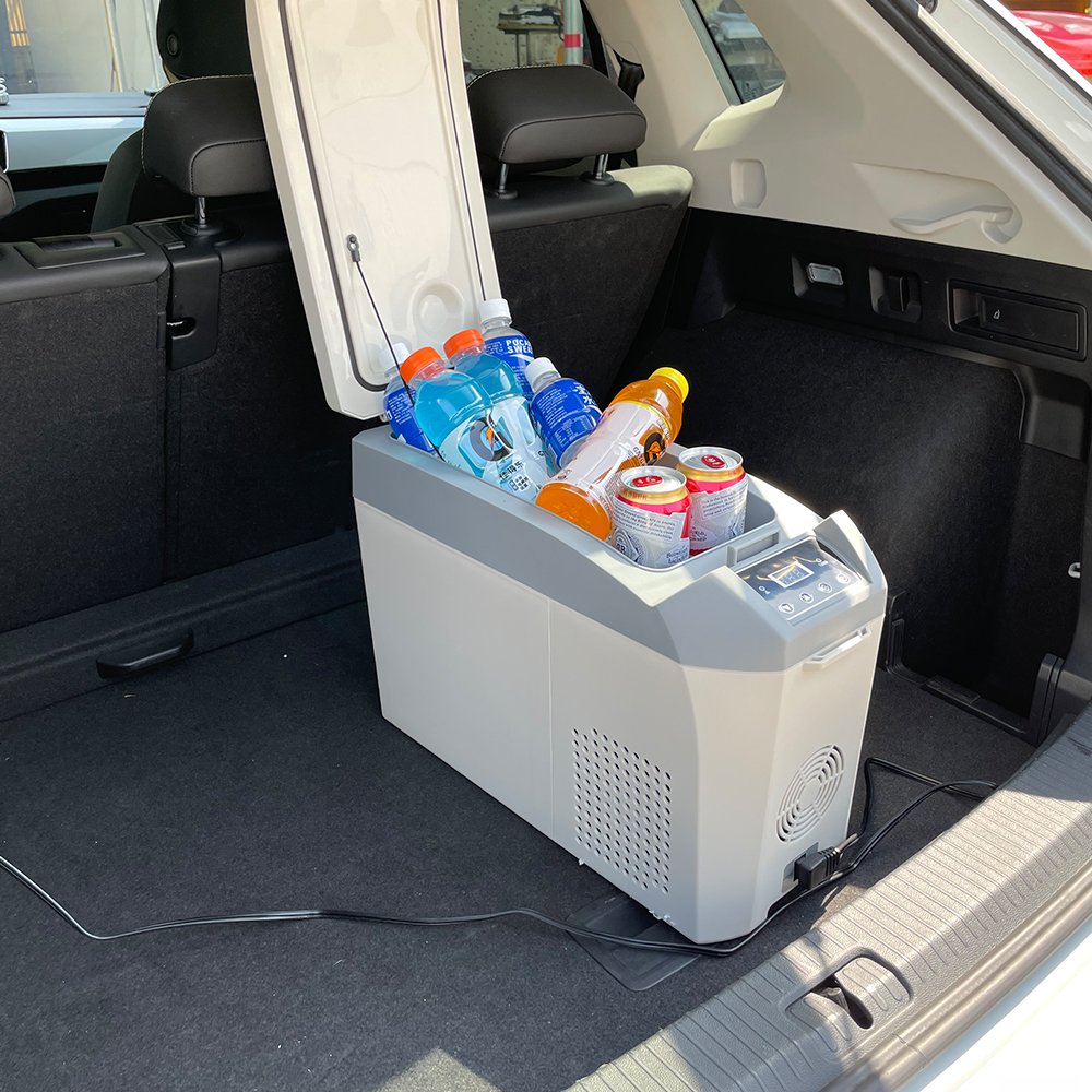 Colku 14L/17 Capacity Portable Car Fridge Camping Freezer Armrest 12V/24V Compressor Refrigeration Plastic Material 20L Cooling