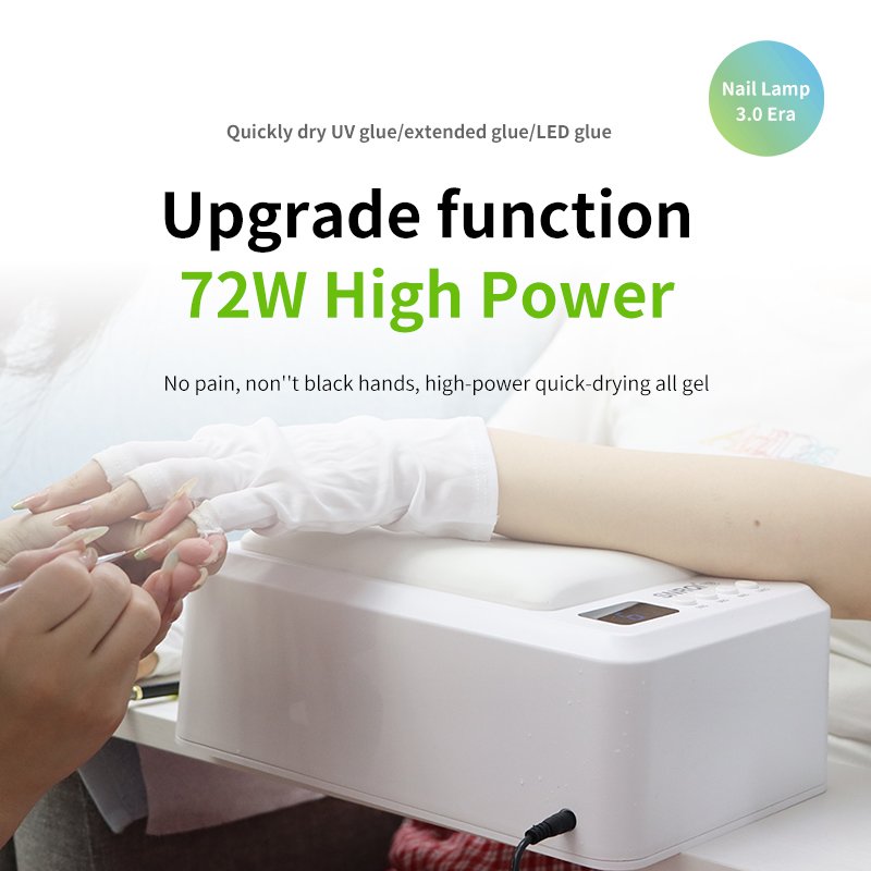 New Arrival Professional T8 Nail Dryer with UV Led Nail Lamp 2 in 1 Manicure Armrest Pillow Stand 72W with 60 BEADS