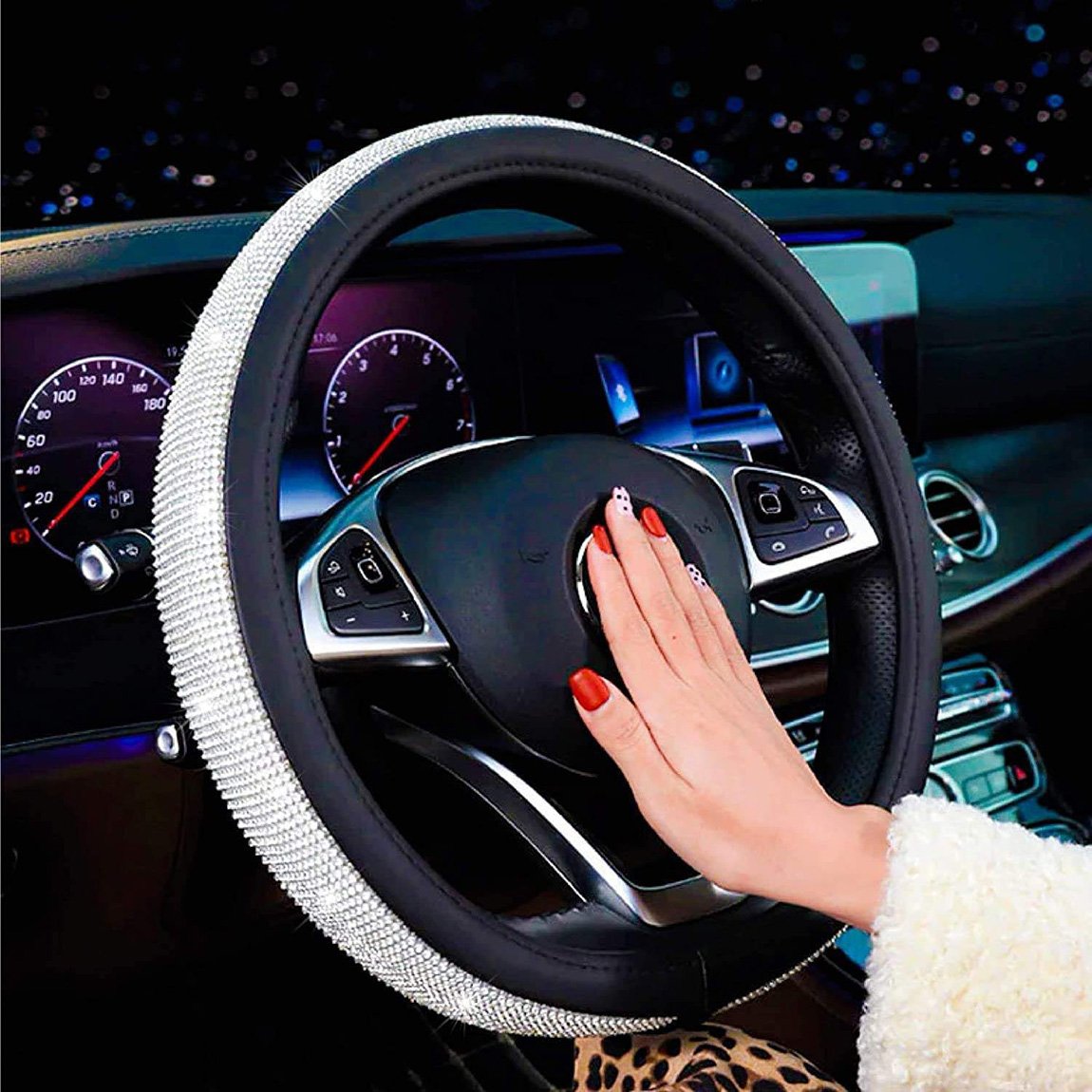 Hot sale Diamond Leather Car Steering Wheel Luxury Cover