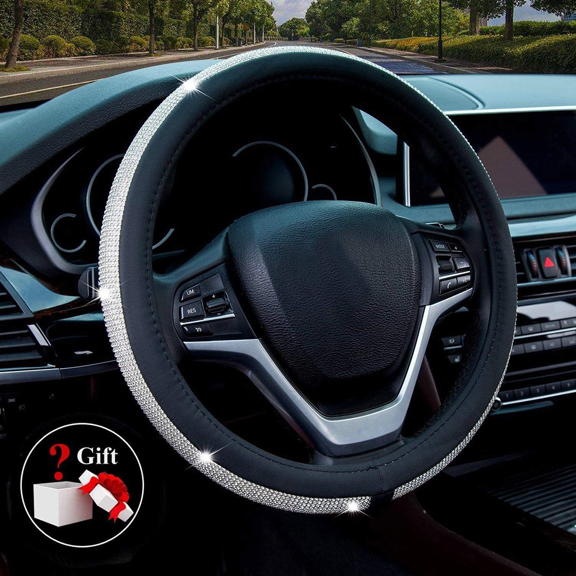 Hot sale Diamond Leather Car Steering Wheel Luxury Cover