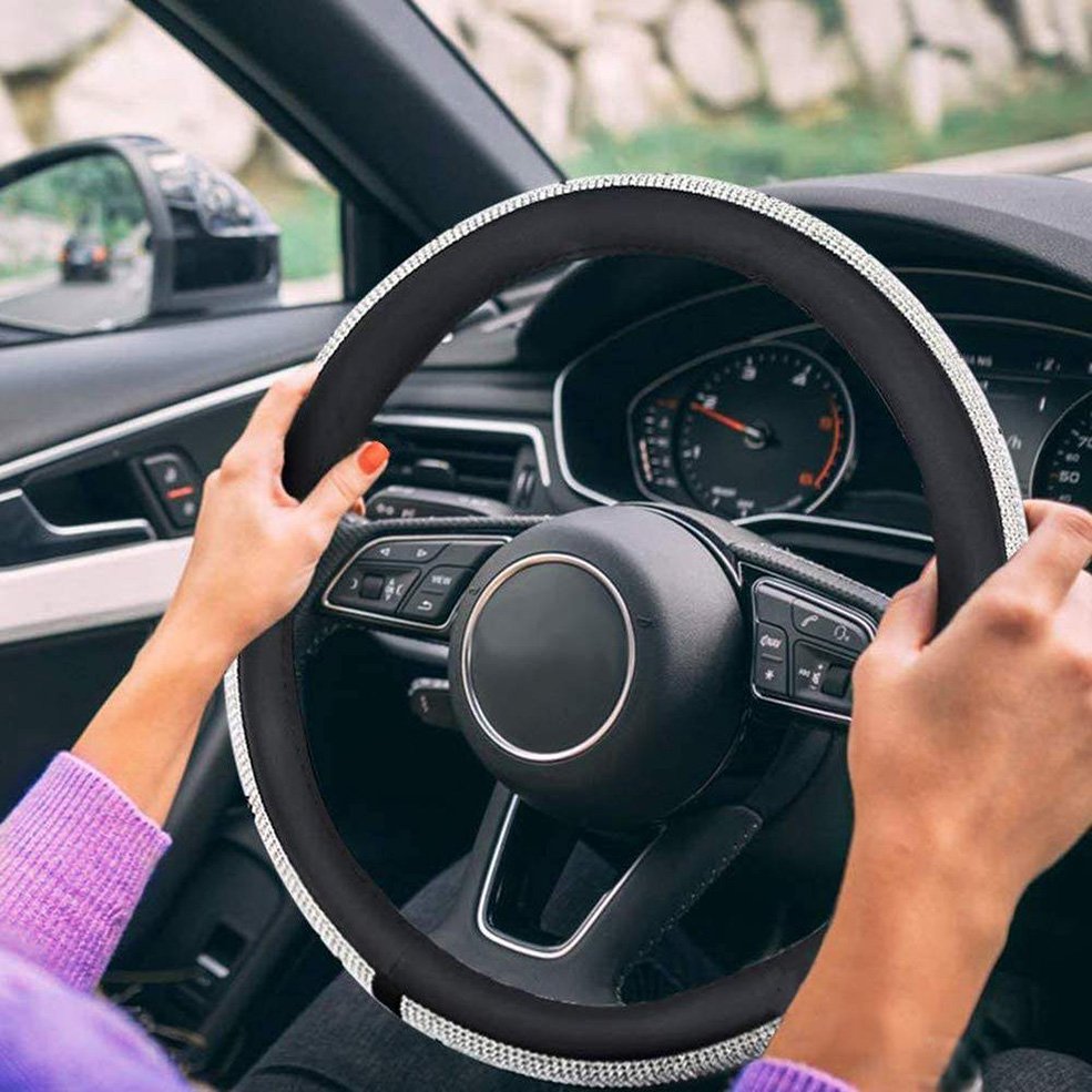 Hot sale Diamond Leather Car Steering Wheel Luxury Cover