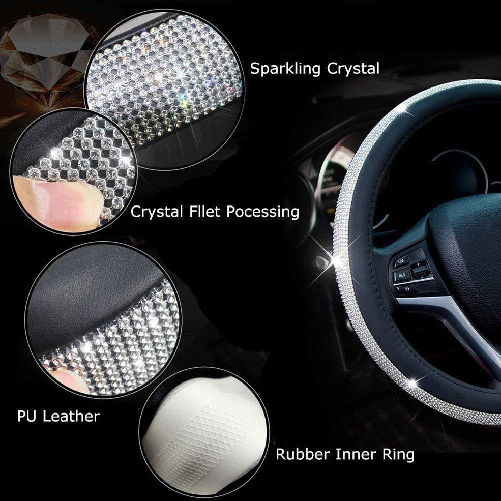 Hot sale Diamond Leather Car Steering Wheel Luxury Cover