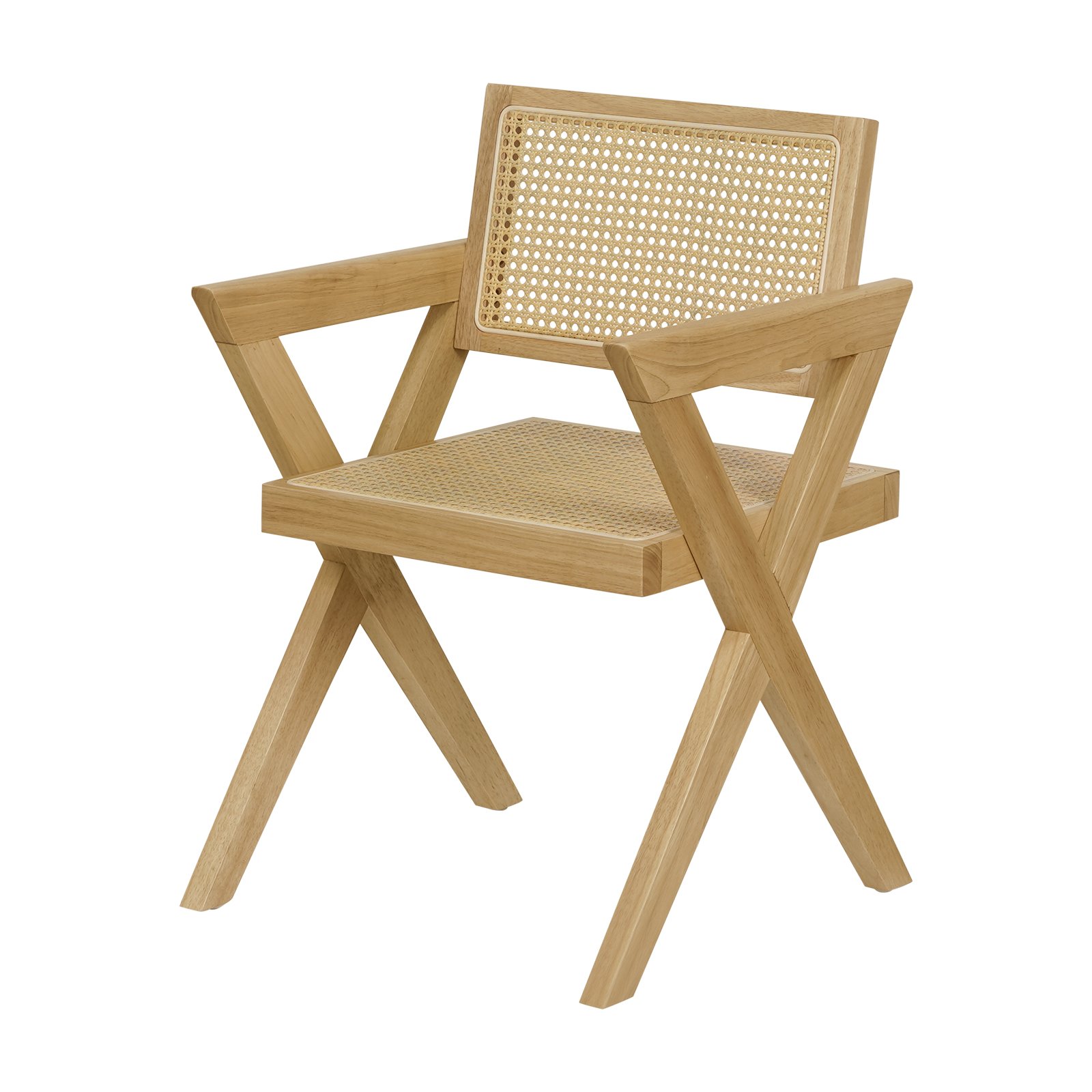 Outside Chivari Lazy Rattan Chair Extendable Luxury Armrest Dining Chair Solid Wood Rattan Chair