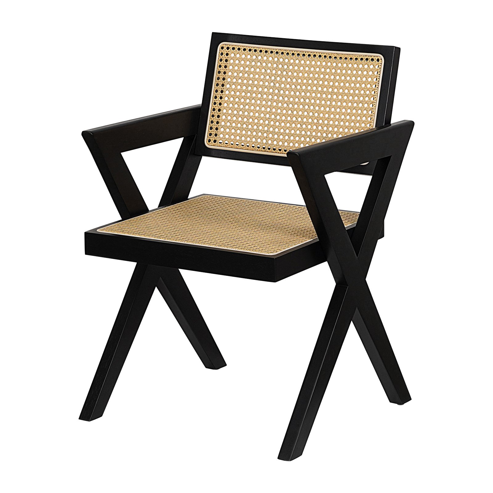 Outside Chivari Lazy Rattan Chair Extendable Luxury Armrest Dining Chair Solid Wood Rattan Chair
