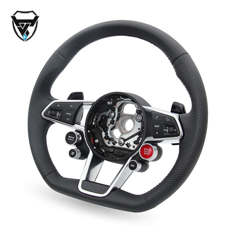 For Audi A6 2004-2013 silver carbon fiber leather steering wheel ZC-R8-P1