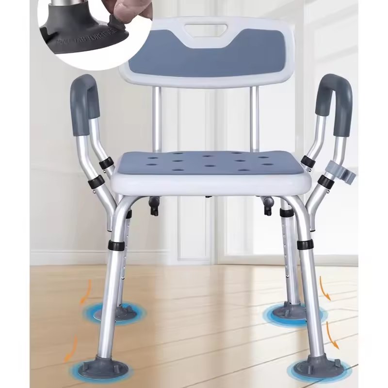 Adjustable Shower Chair Seat with Padded Armrests and Back Heavy Duty Shower Chair for Bathtub Slip Resistant Shower Seat