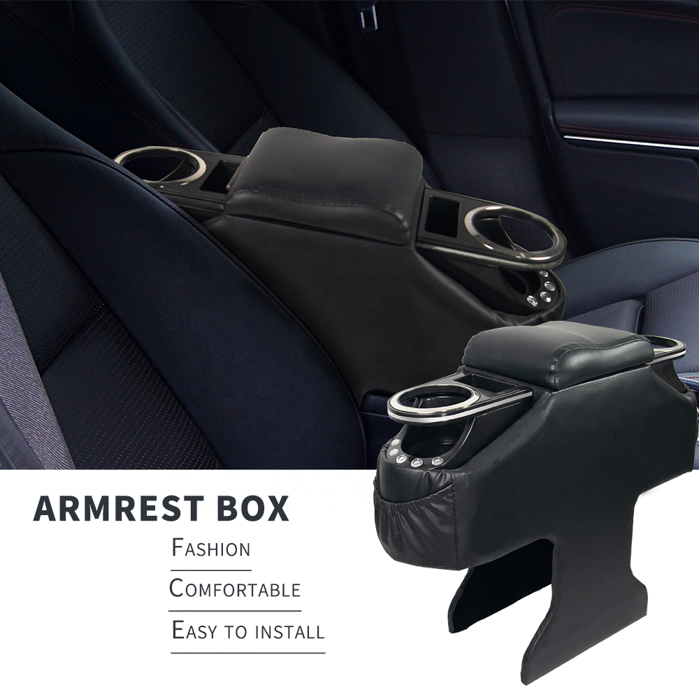 CARFU Hot Sale Wood Factory Wholesale Car Accessories Car Multi Armrest Console Box With Drink Holder