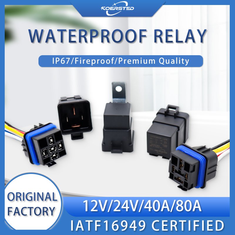 KKA-V4W Waterproof 12V/24V IP67 Car Relay Universal 40A Automotive Relay with 4pin/5pin & Socket Kit New Condition