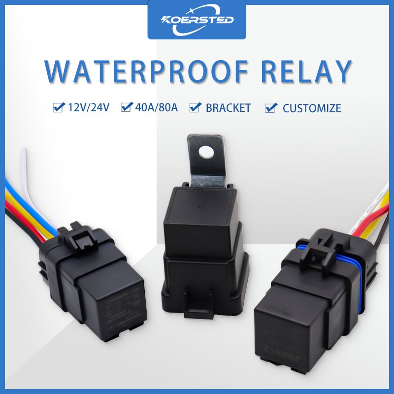KKA-V4W Waterproof 12V/24V IP67 Car Relay Universal 40A Automotive Relay with 4pin/5pin & Socket Kit New Condition