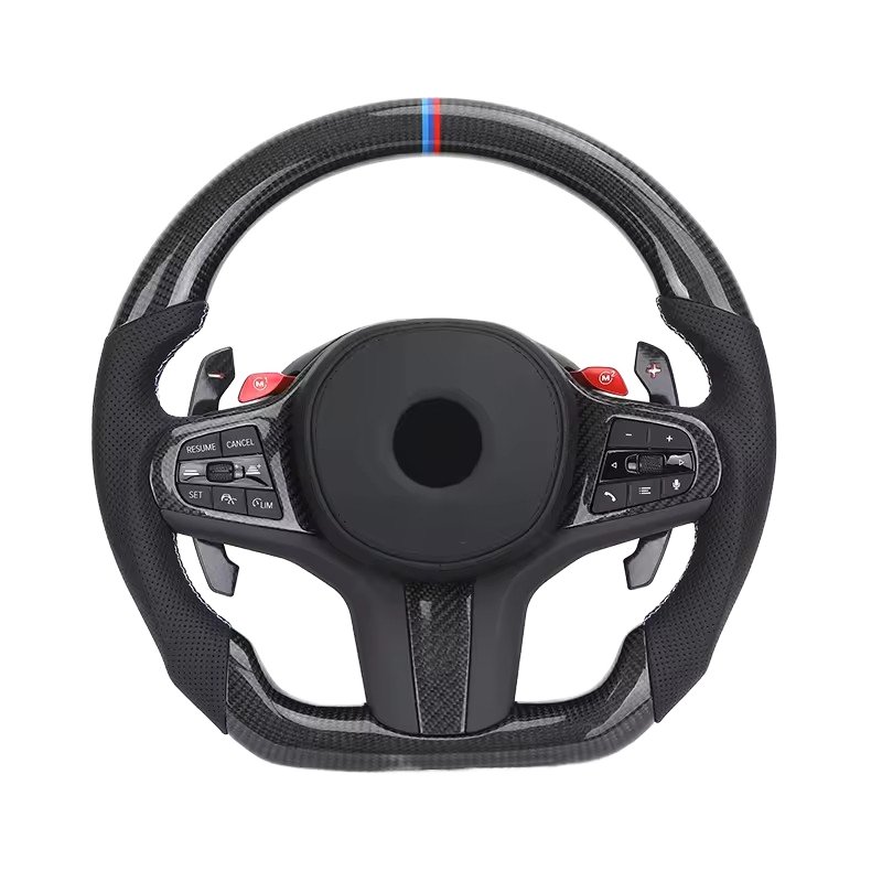 With M1 M2 Button Carbon Half Perforated Leather M Performance Steering Wheel for BMW F10 F30 F20 F32 F80 M4 M3 X1 E84 X5 F15