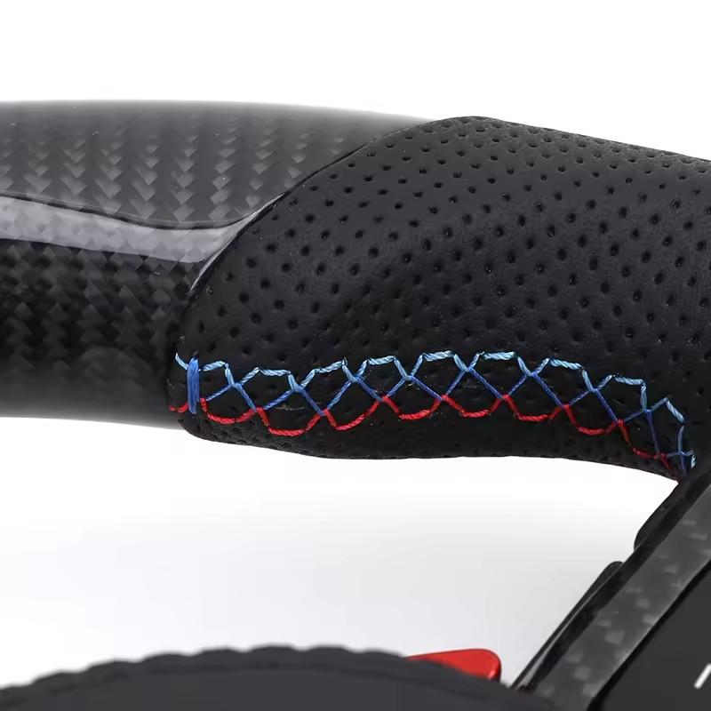 With M1 M2 Button Carbon Half Perforated Leather M Performance Steering Wheel for BMW F10 F30 F20 F32 F80 M4 M3 X1 E84 X5 F15