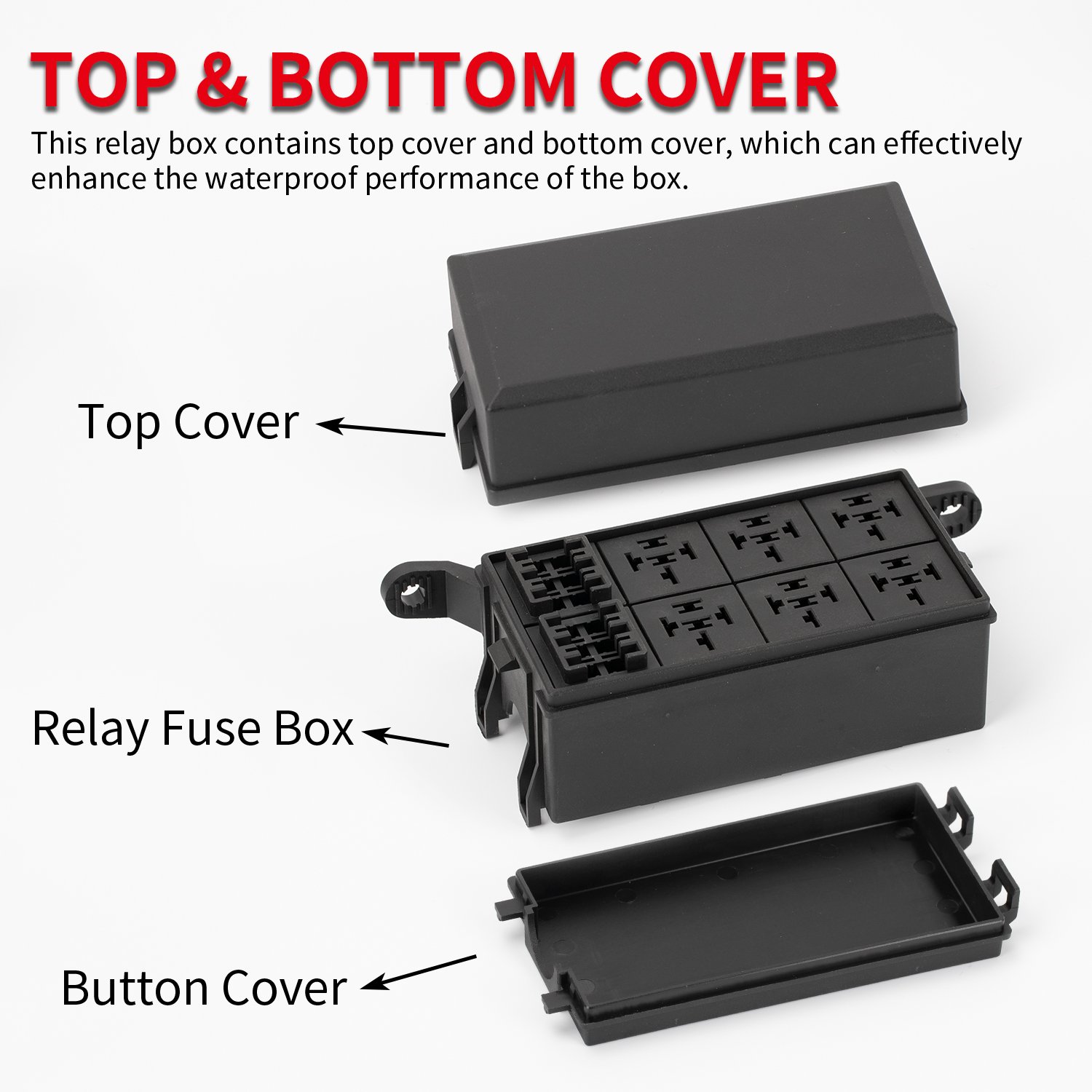 New Condition 12V Relay Block with 6 Slots Universal Fuse for Marine Auto Relays ATC/ATO Fuse Universal Relay Box Kit