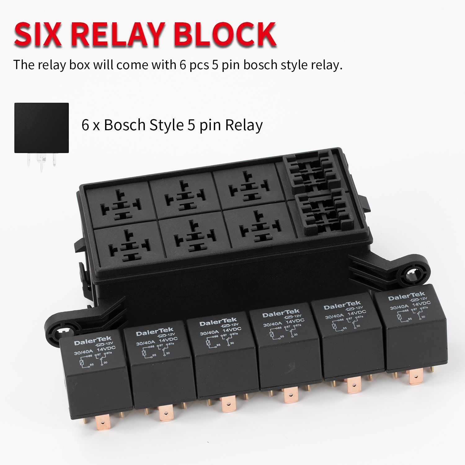 New Condition 12V Relay Block with 6 Slots Universal Fuse for Marine Auto Relays ATC/ATO Fuse Universal Relay Box Kit