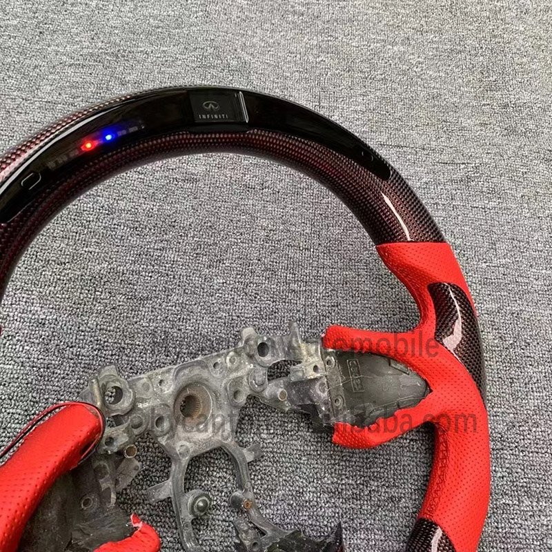 Modified Upgrades Red Leather Advanced carbon fiber LED q50 Steering Wheel For Infiniti Q50 Car Steering Wheels