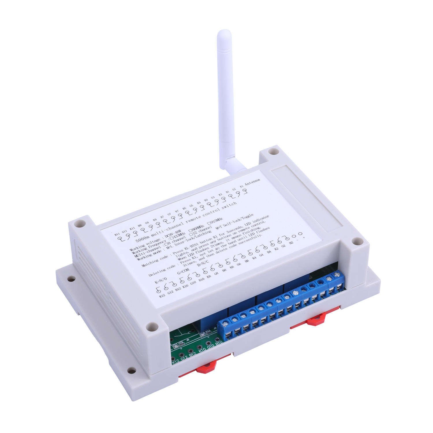 Wireless RF Relay Receiver 8 Channel DC12V Long Range 5Km Receiver Remote Control Glass Cleaning Machine Remote Control
