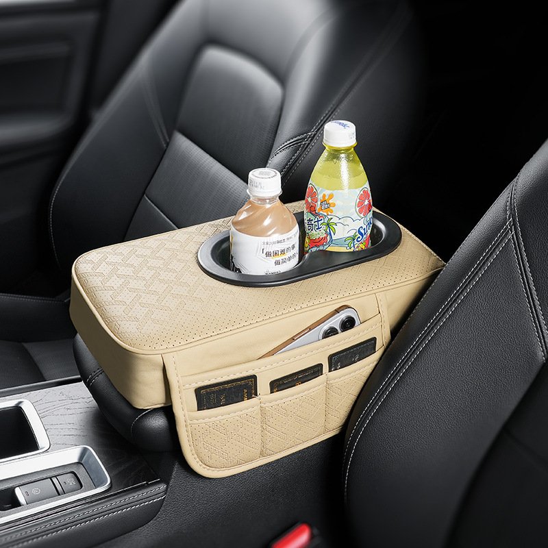Universal Extender Center Console Elbow Cushion With Pocket Card Phone Holder Cup Holder Storage Organizer Car Armrest Box