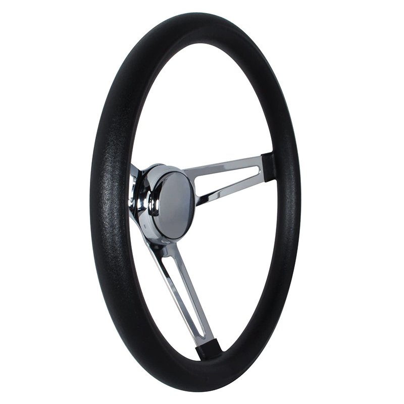 Universal 13.5'' Steering Wheel, 340mm Silver Chrome Spoke Classic Car vinyl leather Steering Wheel