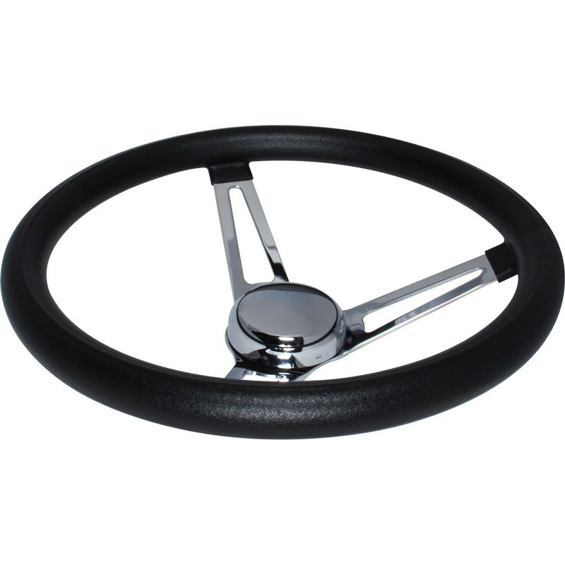 Universal 13.5'' Steering Wheel, 340mm Silver Chrome Spoke Classic Car vinyl leather Steering Wheel