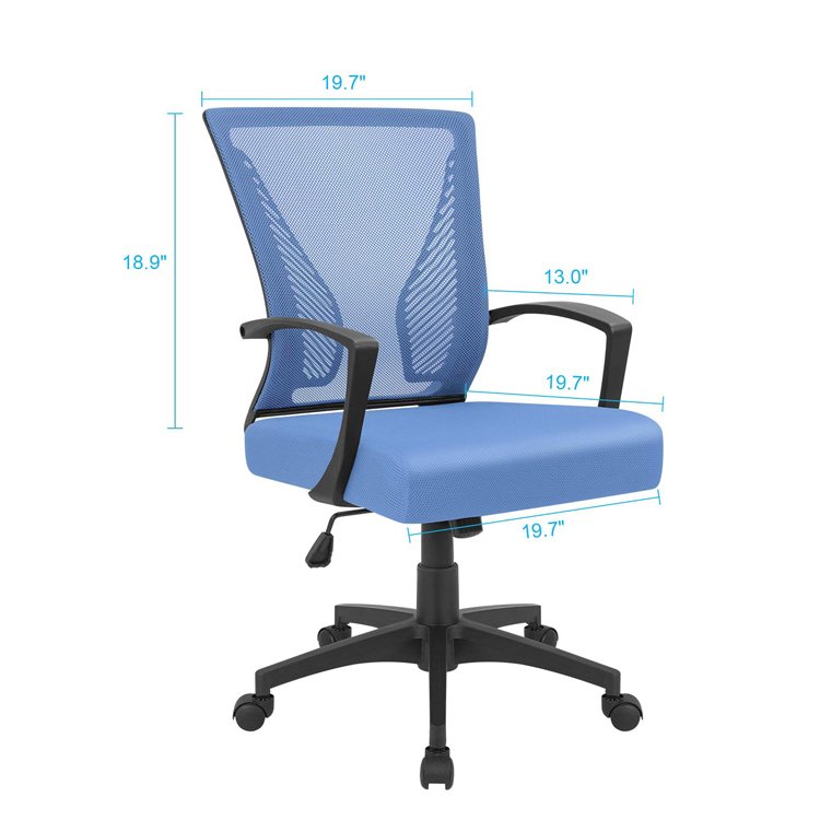 Modern Blue Ergonomic Executive Office Chair with Armrests Swivel Mesh Design Leather Metal Material Includes Massage Feature