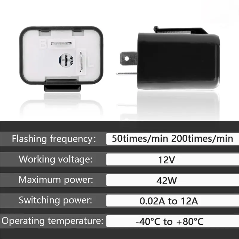 Motorcycle LED Flasher Relay Adjustable Frequency Square Flashing Flasher Motorcycle Led Lights Turn Signal Indicator 12V Flash