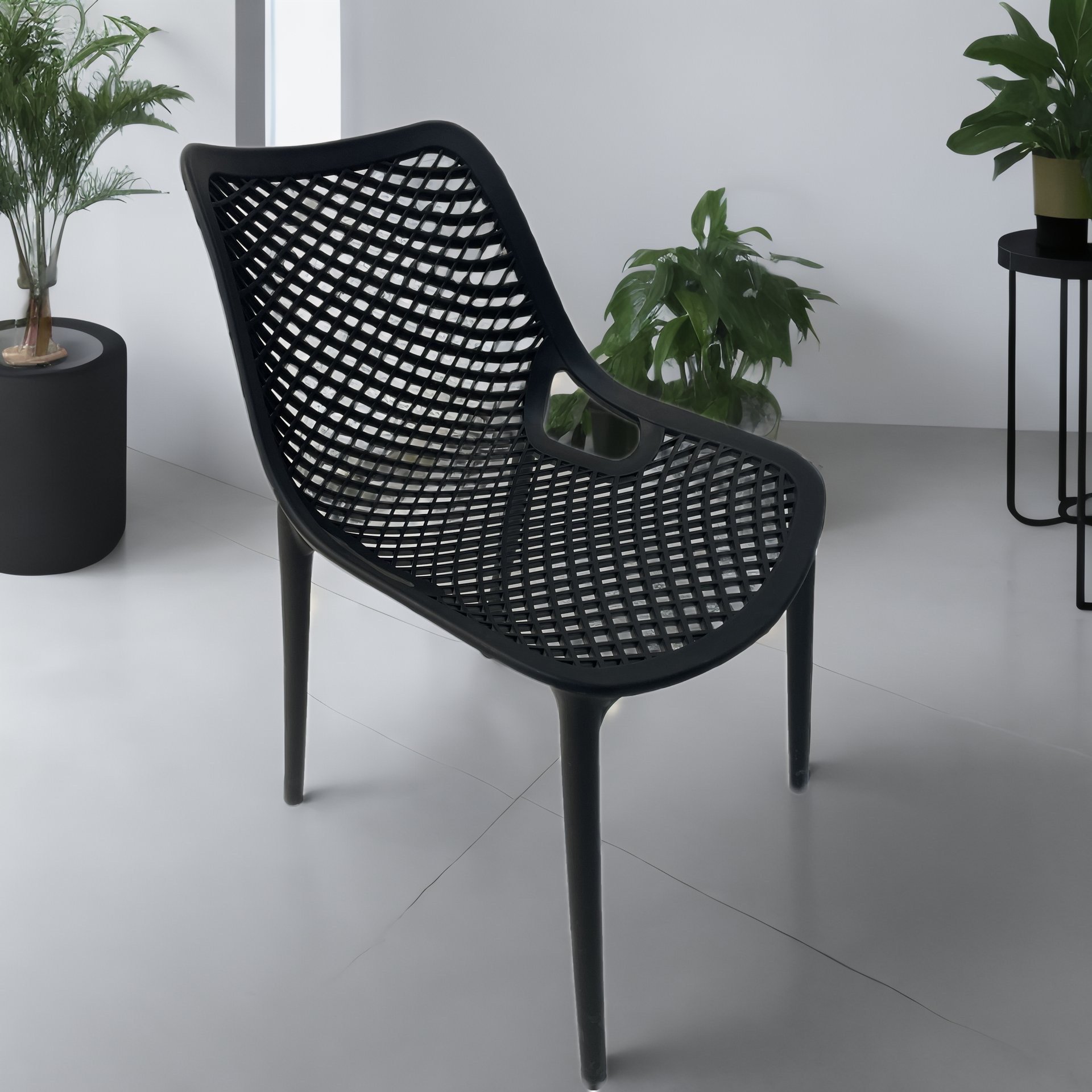 Manufacturer Wholesale Black Plastic Chair With Armrest Plastic Perforation Chair