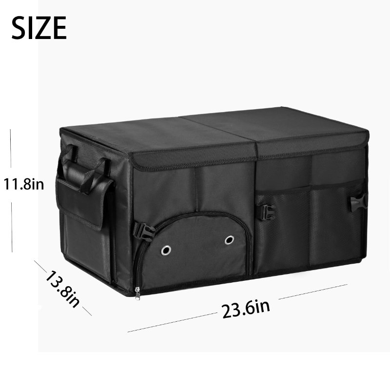 Car Trunk Organizer Storage Box with Lid Car Storage Organizer Collapsible Multi Compartment Car Organizer with Shoe Bag for SUV