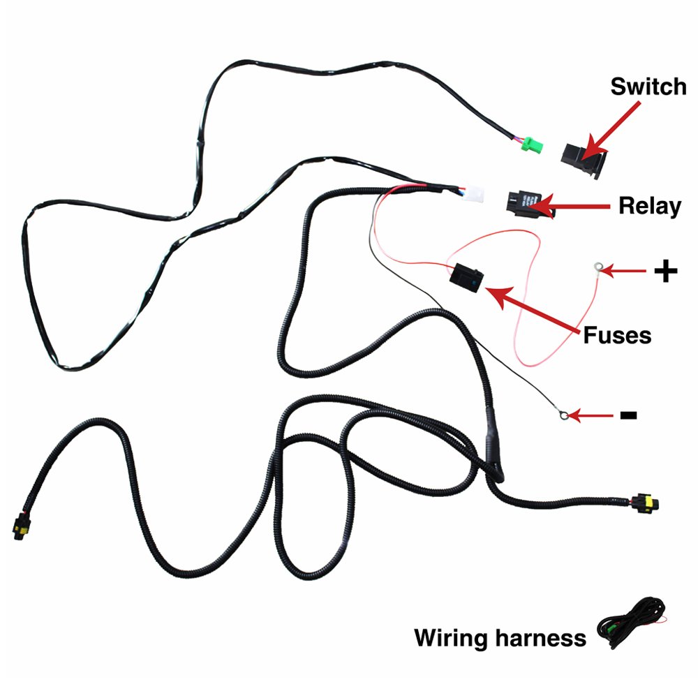 Car Fog Light Wiring Harness H11 Socket Wire + Switch with LED Indicators at Relay 40A for Ford Renault Citroen Peugeot