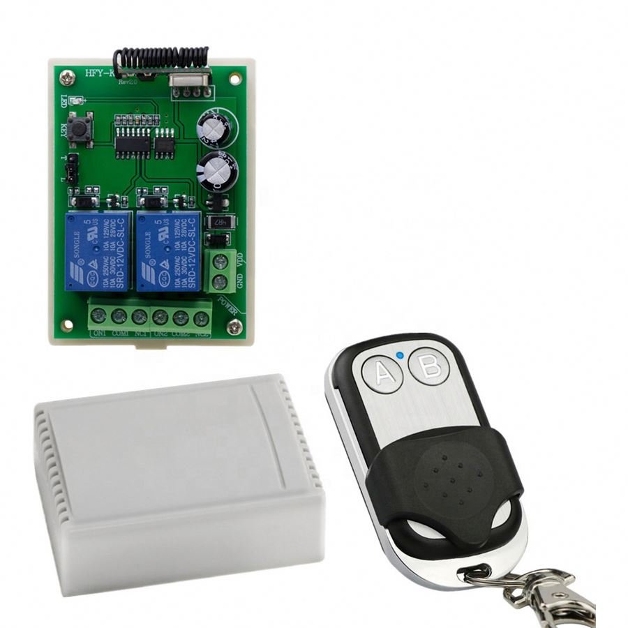 Auto Door 2 Buttons 2CH Fixed Code RF 100m Long Rang Transmitter Receiver