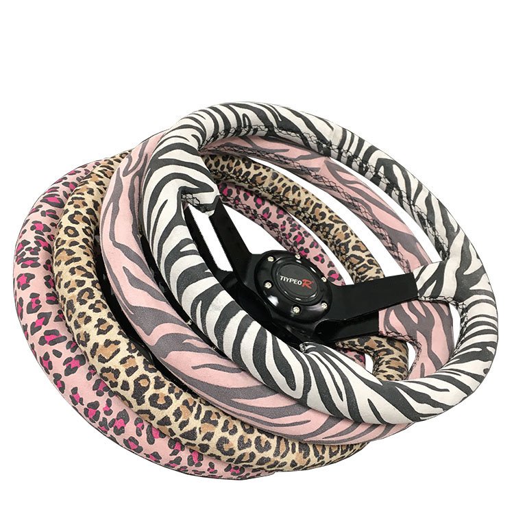heart shape customized LOGO suede leather steering wheel universal car steering wheel