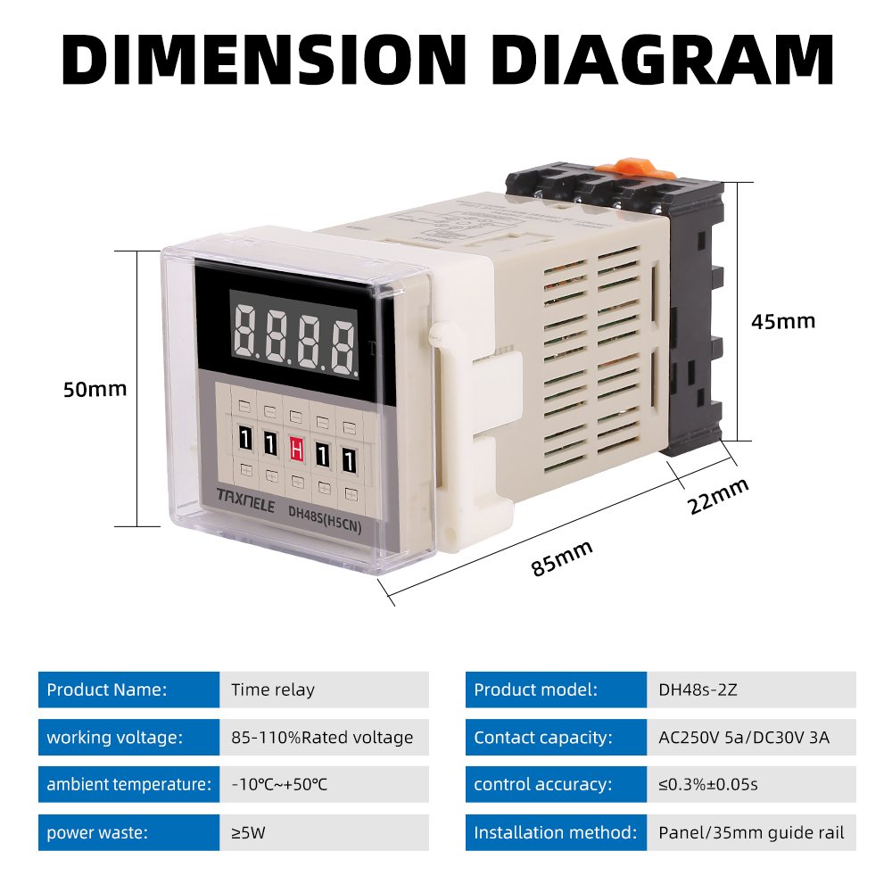 DH48S-2Z Delay SPDT Time Relay with Socket DH48S Series Delay Timer with Base AC 220V 110V AC/DC 24V 12V
