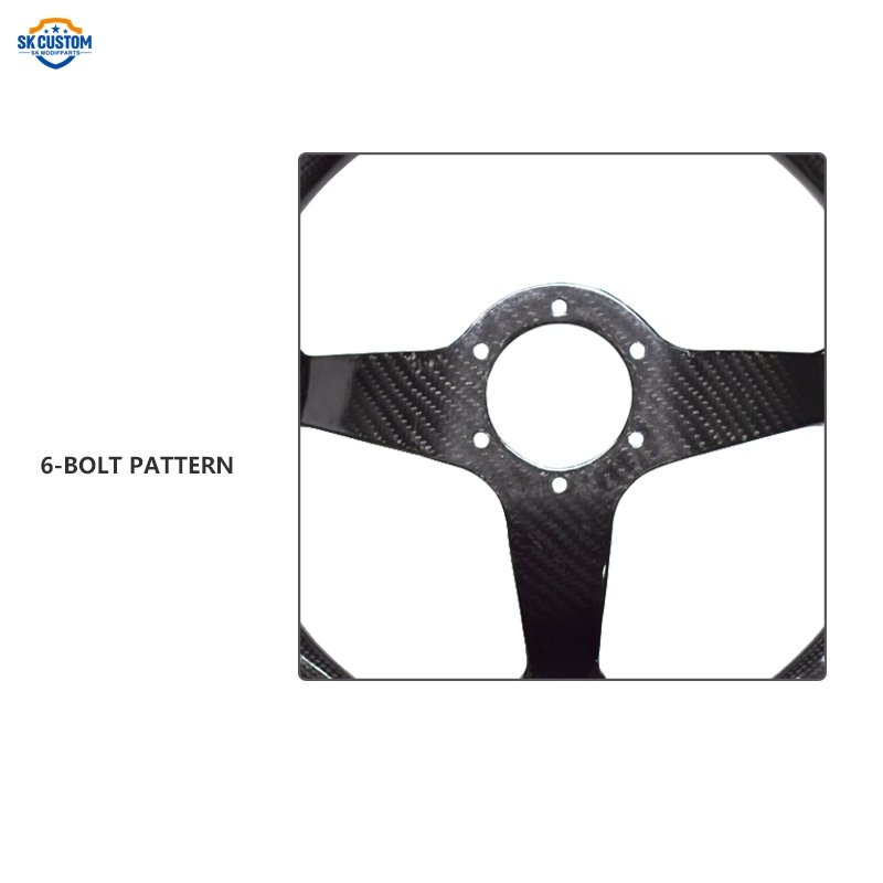 14 Inch 340mm Racing Car Steering Wheel Dry Carbon Fiber Deep Dish Steering Wheel With 6 Bolt Horn Button