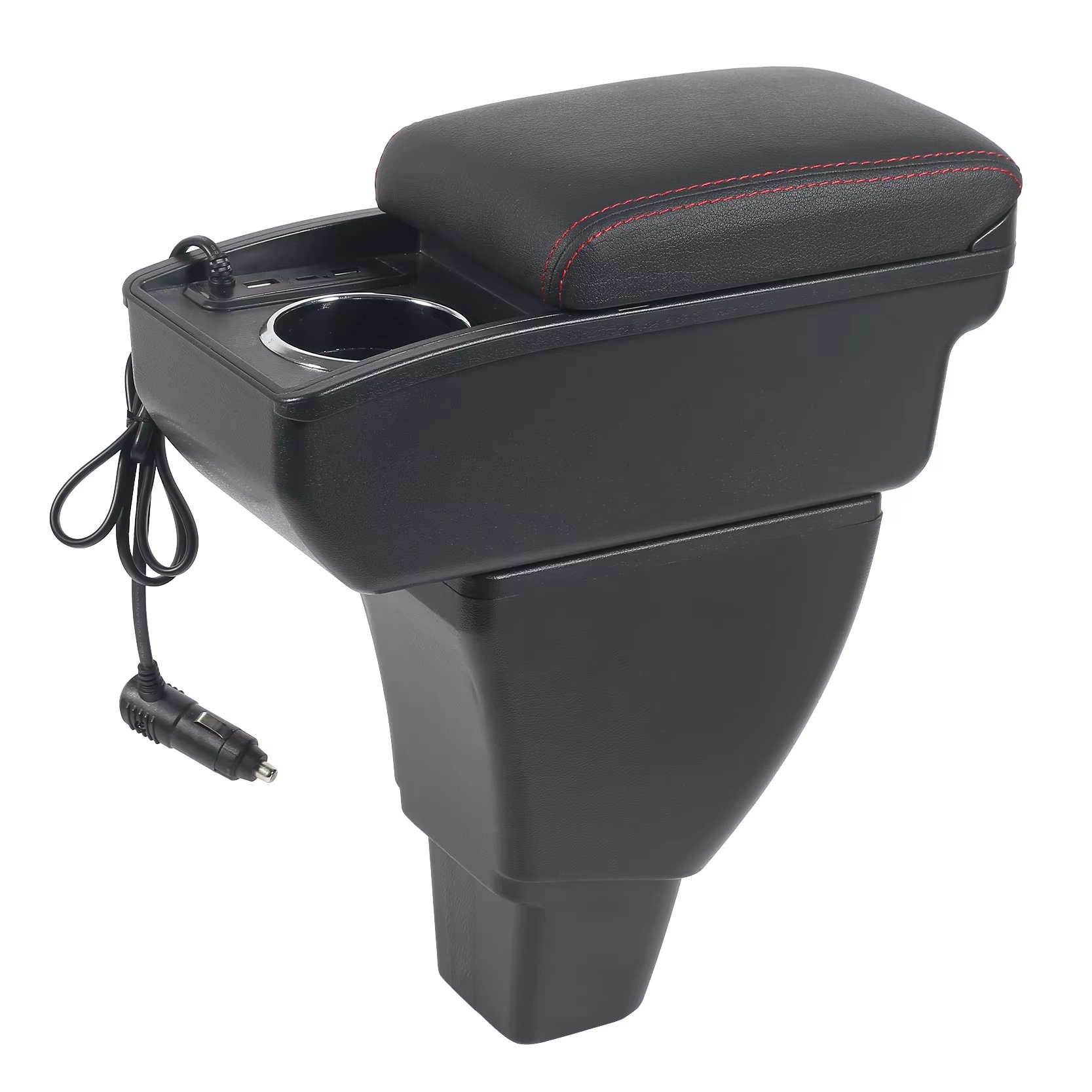 2023 Hyudai Black Car Armrest Storage Box Rotatable Arm Rest Center Console PU Leather for Hyudai I10 2010 - 2023