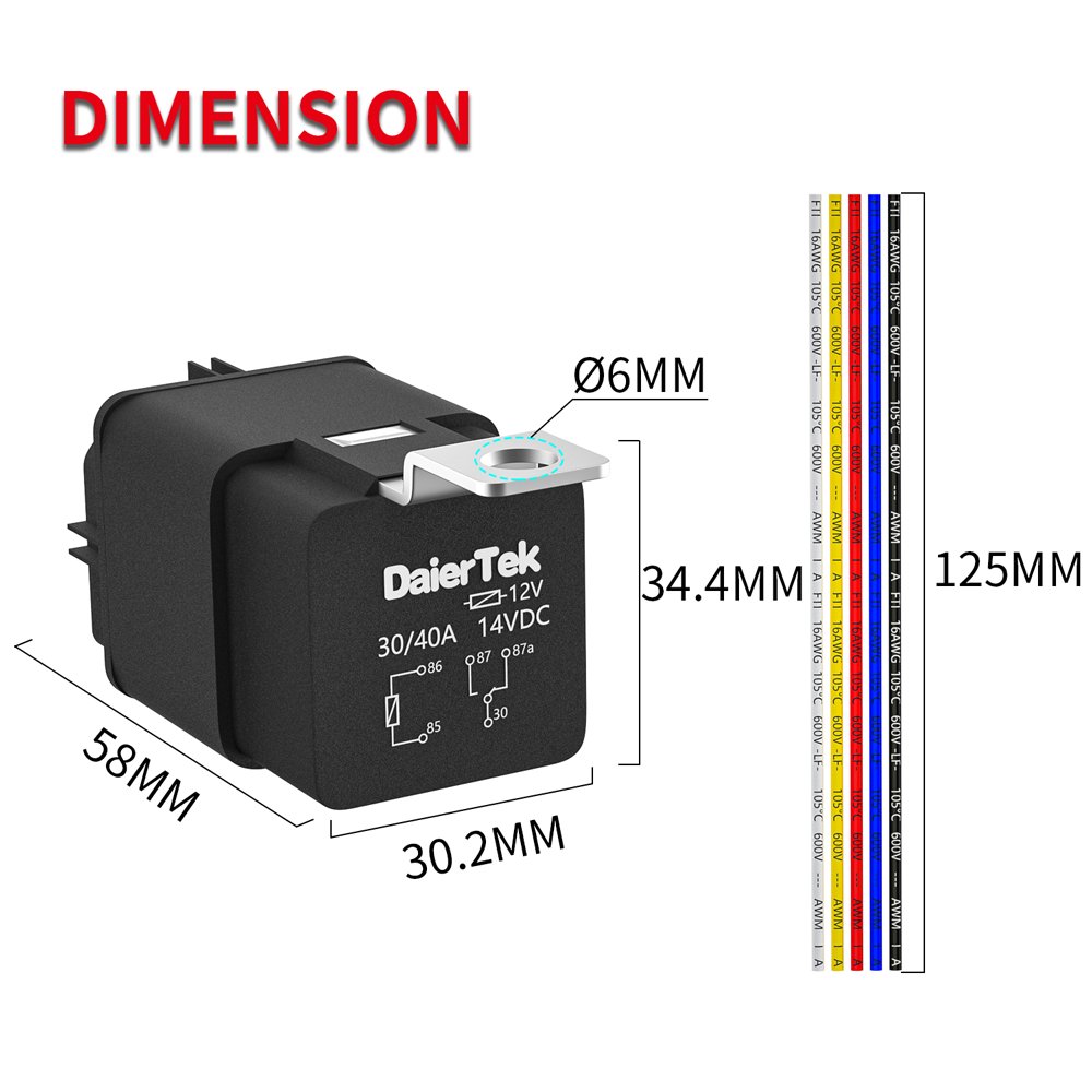 Waterproof 12V 40A Pre-Wired Relay 5 Pin SPDT Auto Relays Plug Connector With Harness Set for Automotive Car Horn