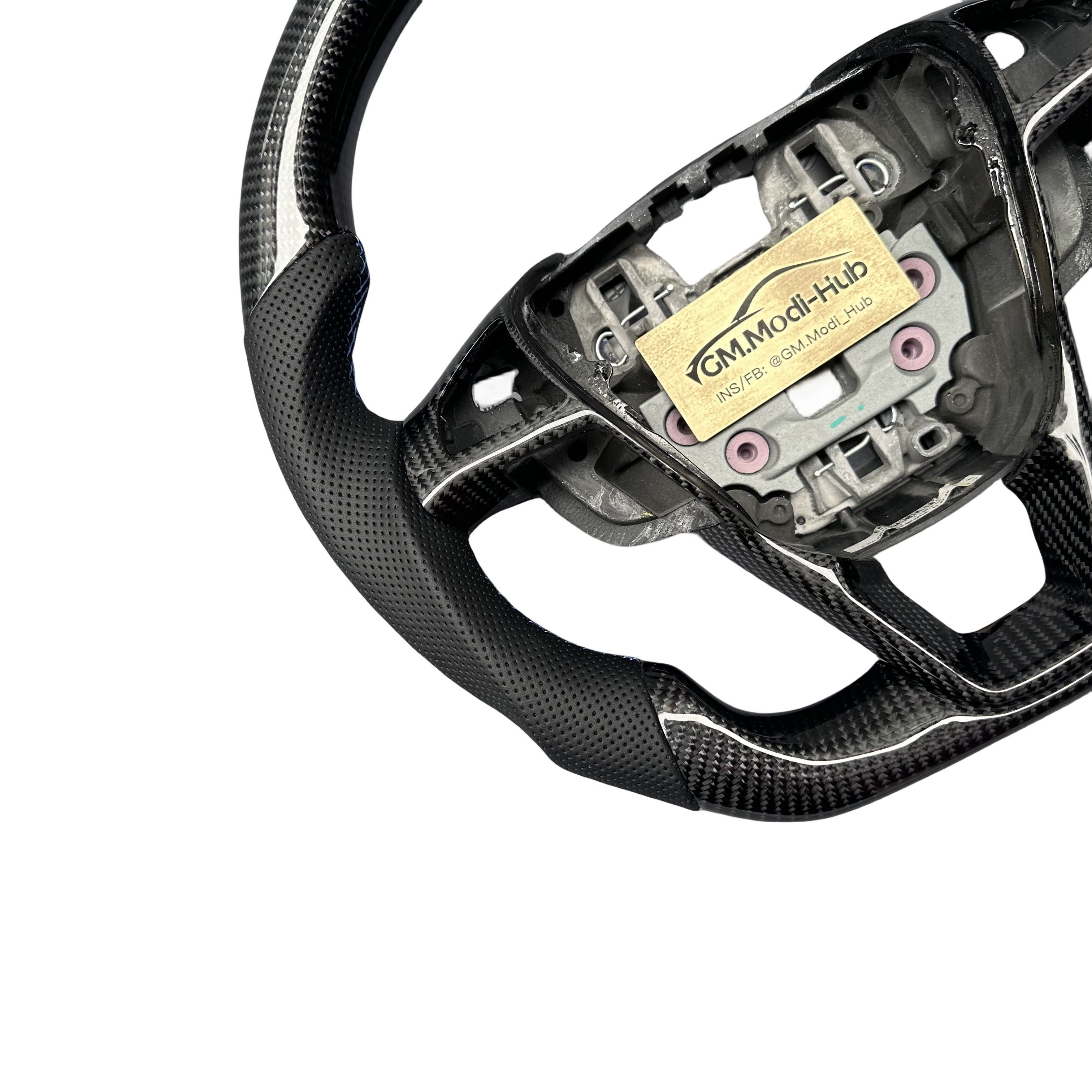 GM.Modi-Hub High Quality Carbon Fiber Steering Wheel with blue accent For Ford 2013-2020 Fusion 2015-2024 Edge 2013-2021 Mondeo