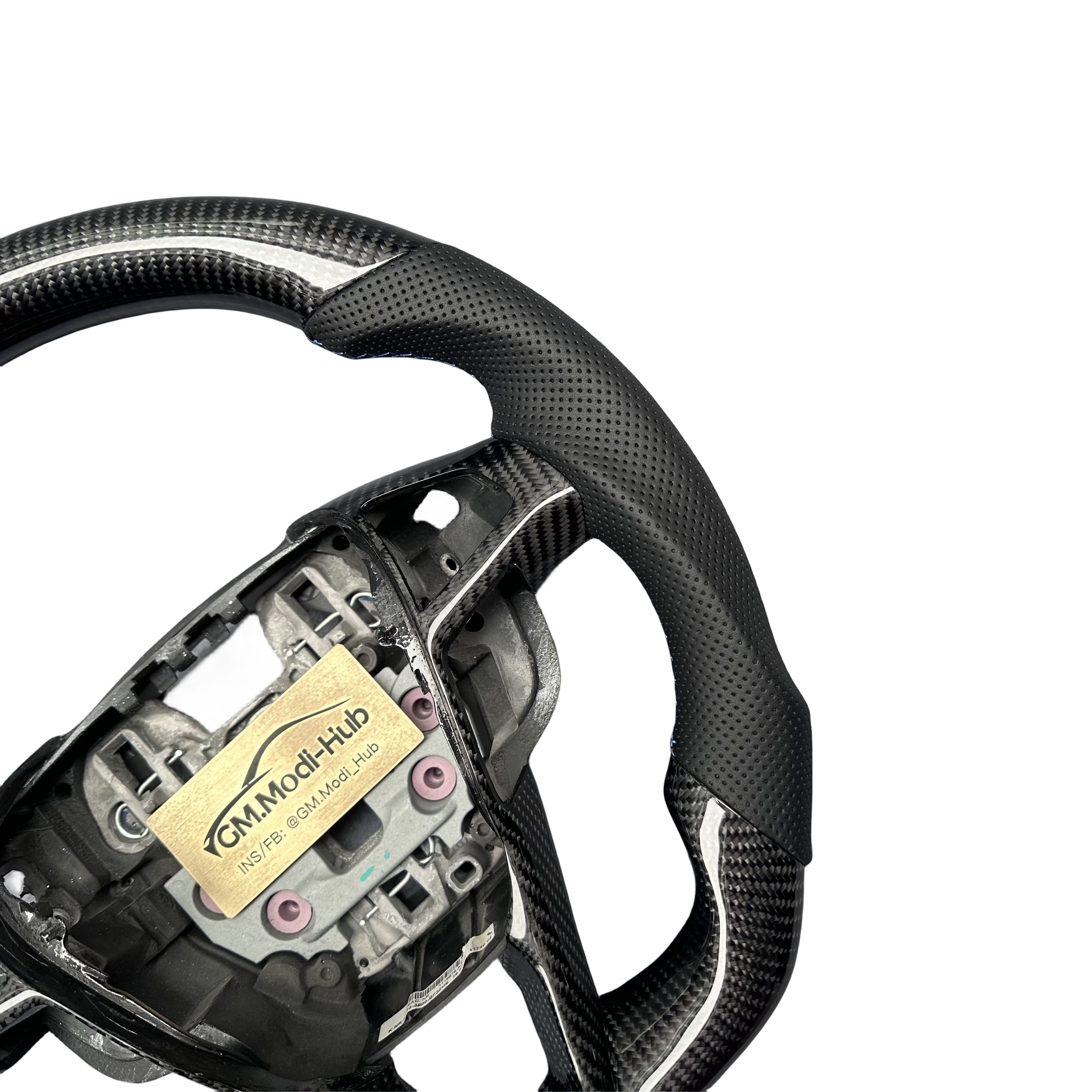 GM.Modi-Hub High Quality Carbon Fiber Steering Wheel with blue accent For Ford 2013-2020 Fusion 2015-2024 Edge 2013-2021 Mondeo