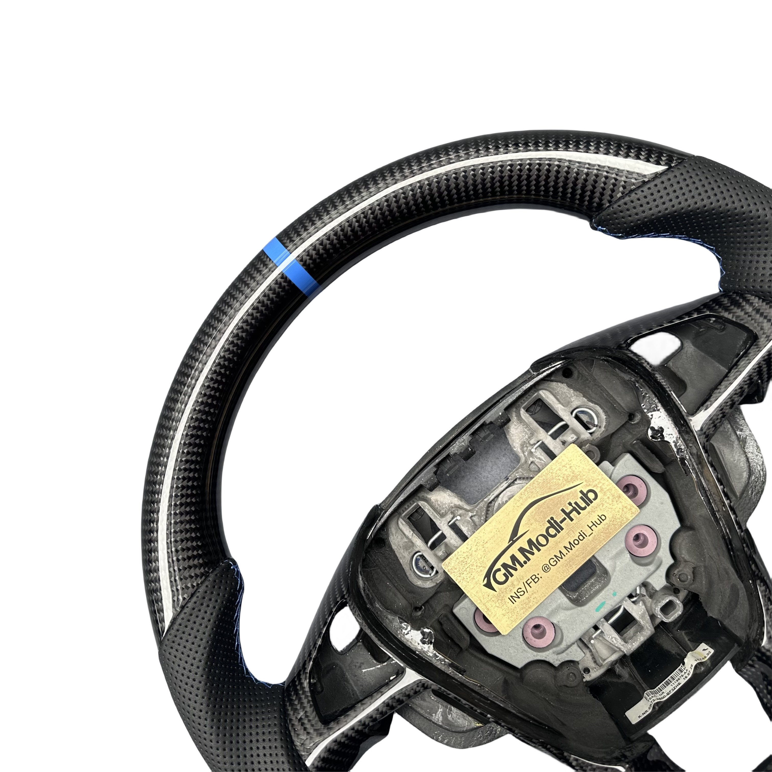GM.Modi-Hub High Quality Carbon Fiber Steering Wheel with blue accent For Ford 2013-2020 Fusion 2015-2024 Edge 2013-2021 Mondeo