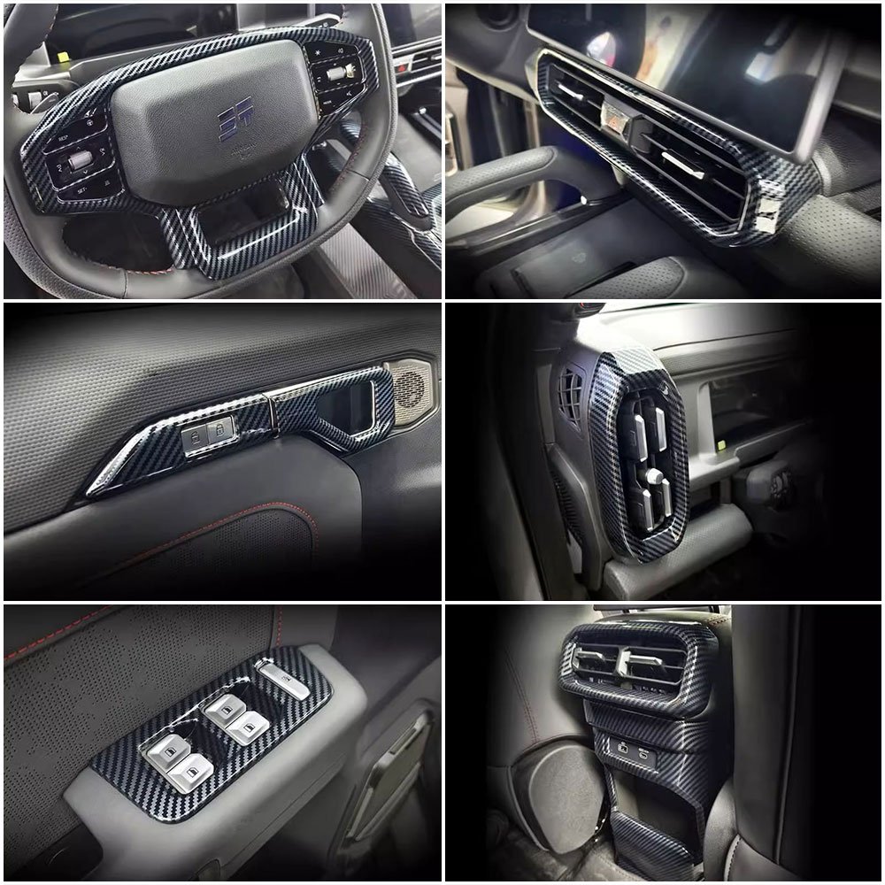 29 Pcs Carbon Fiber Interior Full Trim Set Peach Wood Grain Central Control Modified Parts for Chery Jetour Traveller T2