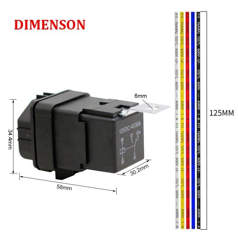 Waterproof 12V 40A Heavy Duty 14AWG SPDT 5 Pin Auto Relay