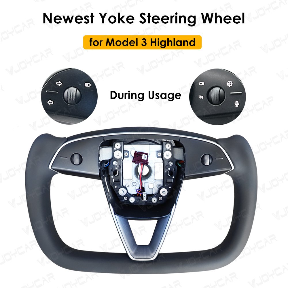 Vjoycar Car Modification Accessories for Tesla Model 3 Highland Yoke Steering Wheel Nappa Leather 360 Degrees Steering Wheels