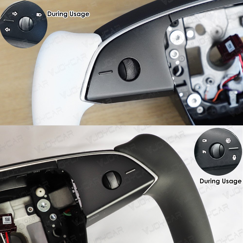 Vjoycar Car Modification Accessories for Tesla Model 3 Highland Yoke Steering Wheel Nappa Leather 360 Degrees Steering Wheels