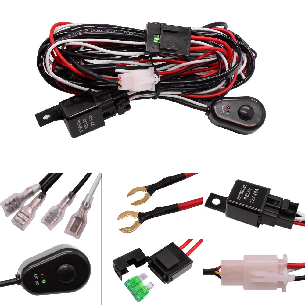 SUV Car LED Light Bar Wires 2.5M 12v 24v 40A Cable Wiring Harnesses Relay Loom Cable Kit Fuse for Auto Driving Offload Work Lamp