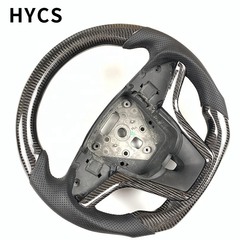 Custom car interior carbon fiber steering wheel covered with leather perforated for Chevrolet Malibu Cruze Camaro