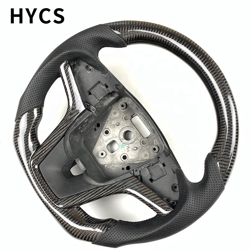 Custom car interior carbon fiber steering wheel covered with leather perforated for Chevrolet Malibu Cruze Camaro