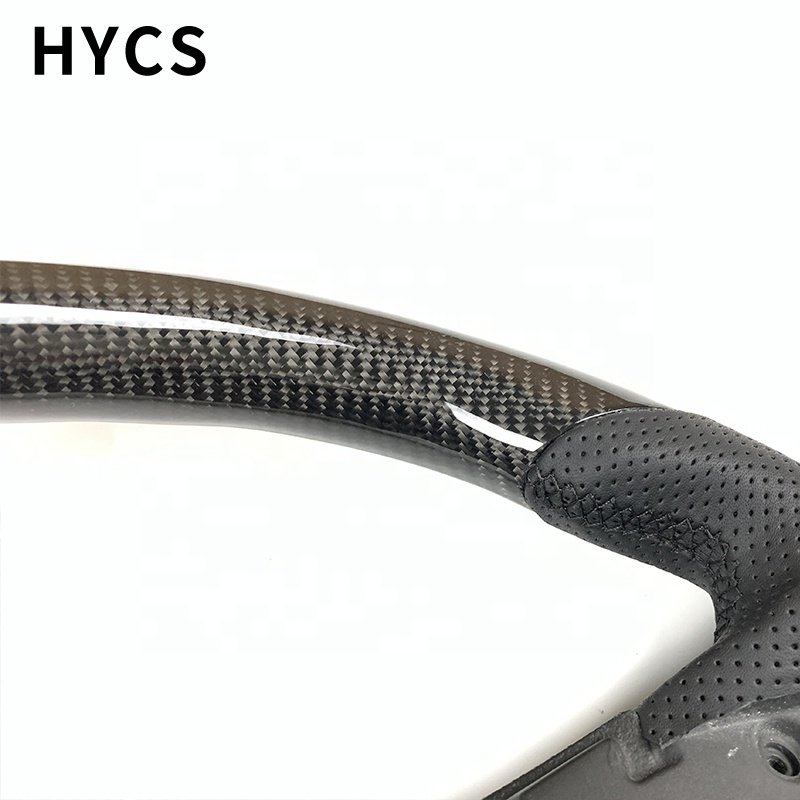 Custom car interior carbon fiber steering wheel covered with leather perforated for Chevrolet Malibu Cruze Camaro