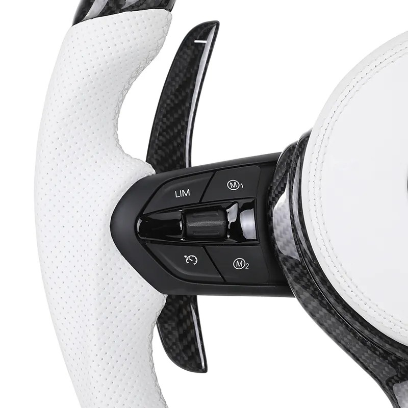 With Carbon Trim Shift Paddle Whit Leather M Sport Steering Wheel for BMW F10 F11 F20 F22 F30 F32 F80 M3 F82 F90 M5 X6 E71 E90