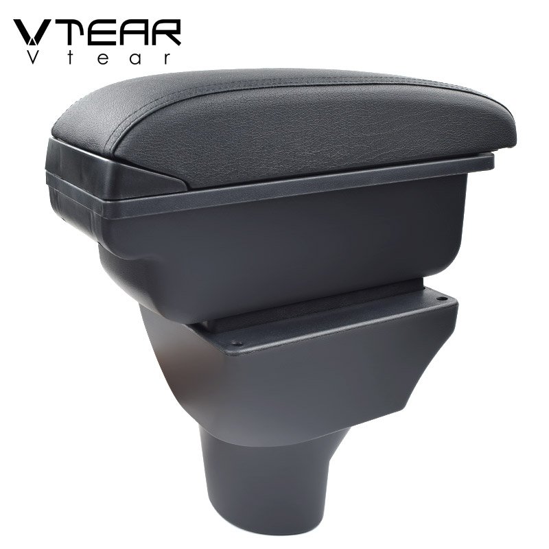 Vtear for Hyundai I20 Armrest Leather USB Interface Storage Box Red Thread Car-styling Interior ABS Arm Rest Accessories 09-15