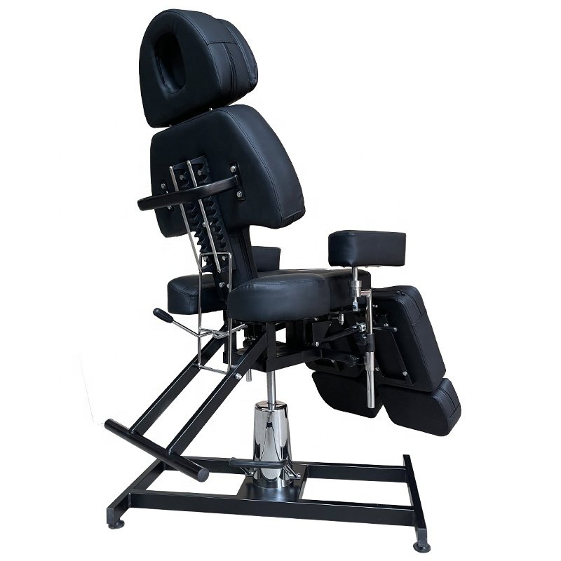 Wholesale Multi-Functional Tattoo Chair with Rotating Armrest Semi-Permanent High Quality Comfortable Leather Tattoo Bed
