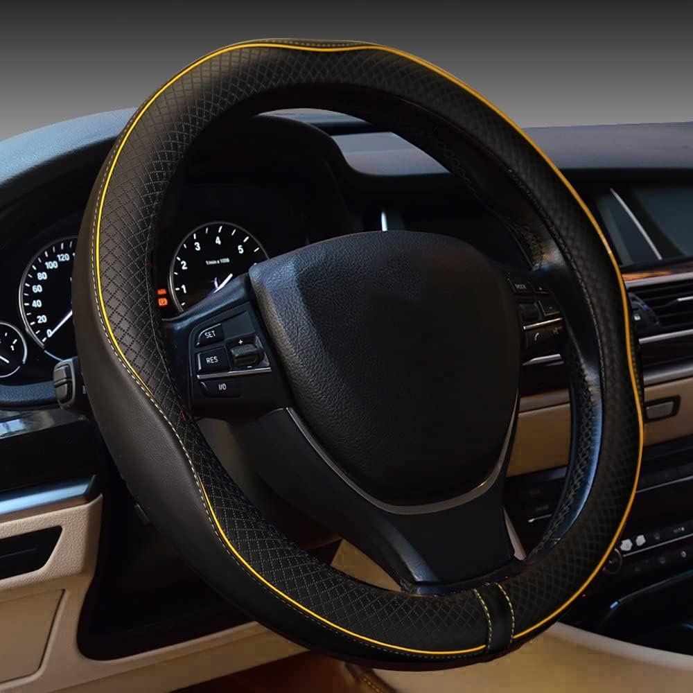Car Steering Wheel Cover, Anti-Slip, Safety, Soft, Breathable, Heavy Duty, Thick, Full Surround, Sports Style
