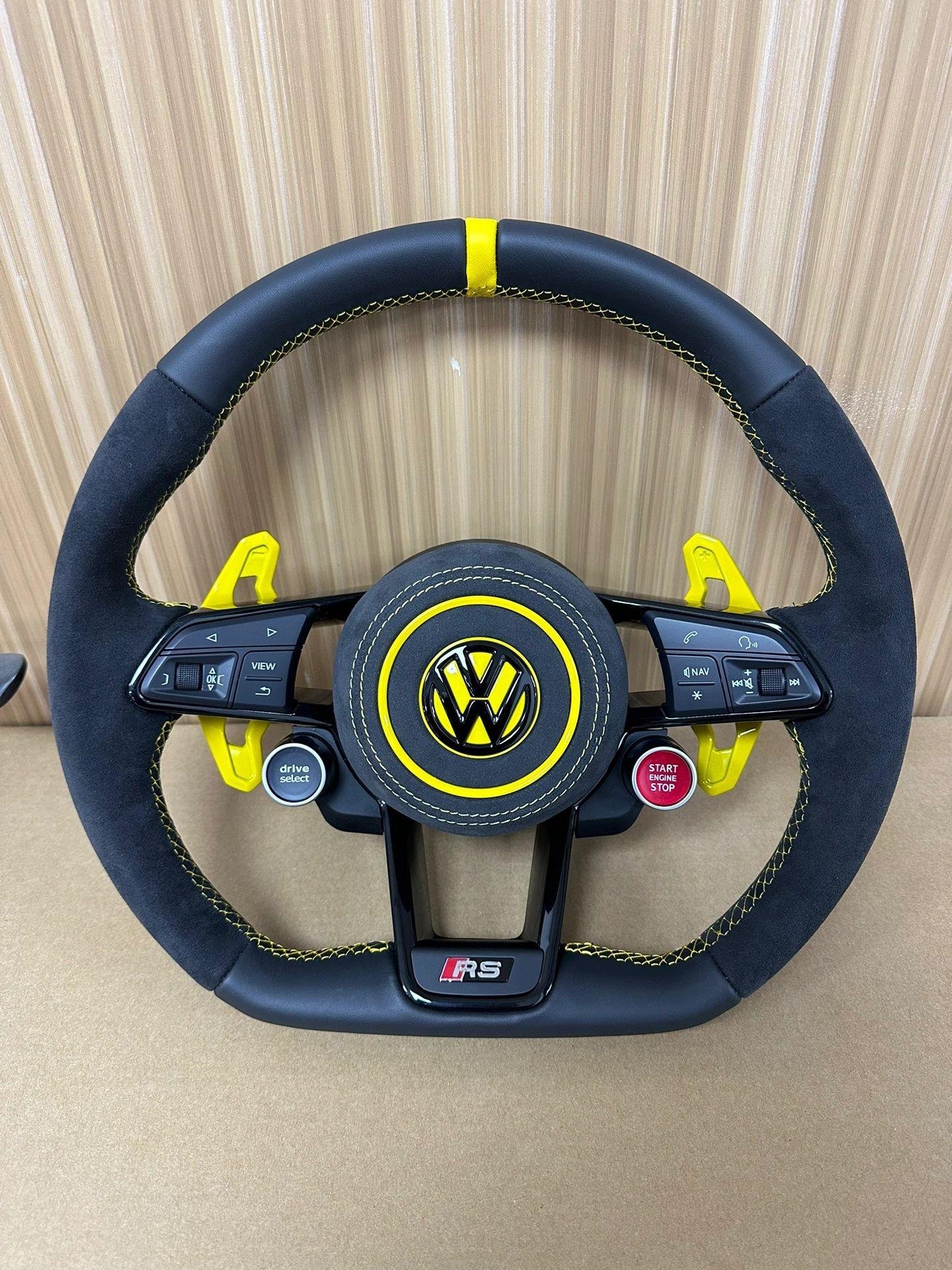 Full Leather Carbon Fiber Steering Wheel for Volkswagen VW Polo MK Golf 5 6 7 7.5 6R R Passat CC Gti Gte