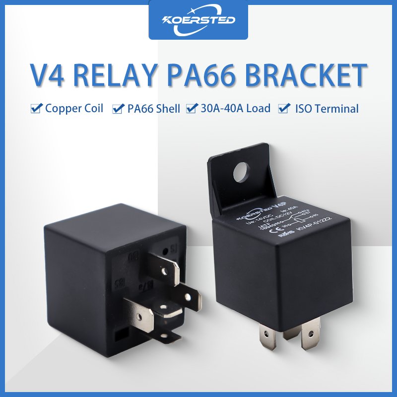 KKA-V4 Series High Quality 12V 24V 40A Automotive Relay New Condition Cubic/PPA6 Metal Bracket/ Transparent Type Autos 30A Rated